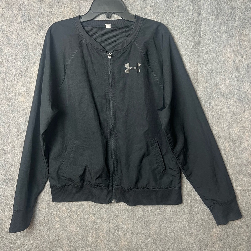 Under Armour Woman Size Black Medium full‎ zip Windbreaker Jacket